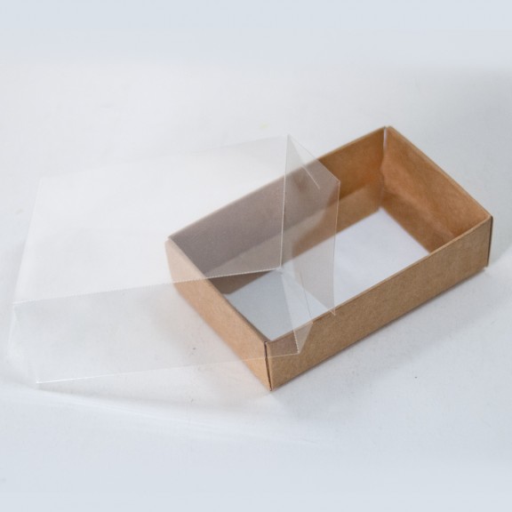 фото Коробка для цукерок 95*60*30 з прозорою кришкою Крафт