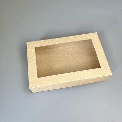 Коробочка для еклерів та зефіру з віконцем 230*150*60 Крафт