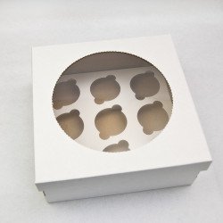 Коробка  250*250*110 для 9 кексів Біла гофрокартон