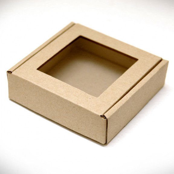 фото Коробка для пряника 100*100*30 з вікном гофрокартон БУРА