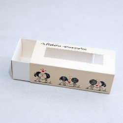 Коробка для макарунс з прозорим вікном типу "пенал" 141*59*49  Щастя поруч