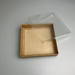 Коробка для пряників і печива з прозорою кришкою Крафт 150*150*30 