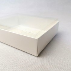 Коробка для конфет и сувениров 120*95*35 с прозрачной крышкой белая