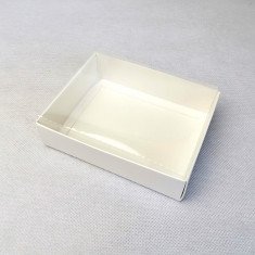 Коробка для конфет и сувениров 120*95*35 с прозрачной крышкой белая