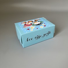 Коробка-контейнер для десертів і капкейків 180*120*80 Пінгвіни