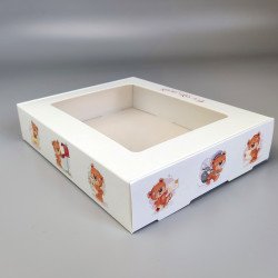 Коробка 192*148*40 для печива і пряників з прозорим вікном Ведмедики
