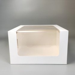 Коробка 250*250*150 для торту і чизкейку з вікном Біла