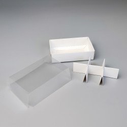 Коробка на 6  цукерок 95*60*30 з прозорою кришкою Біла