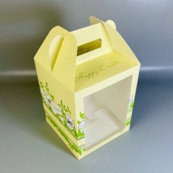 Коробка для Великодньої випічки та подарунків з вікном Жовта 165*165*200