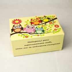 Коробка-контейнер для десертів і капкейків 180*120*80 Сови