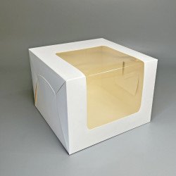 Коробка 200*200*150 для торту і чизкейку з вікном Біла