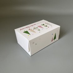 Коробка-контейнер для десертів і капкейків 180*120*80 Новорічна ялинка