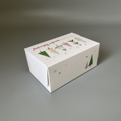 Коробка-контейнер для десертів і капкейків 180*120*80 Новорічна ялинка