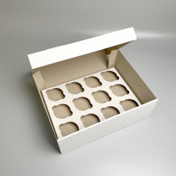 Коробка для 12 кексів, капкейків,мафінів 330*255*110 гофрокартон Біла