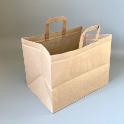 Крафт-пакет паперовий 240*320*220  з плоскими ручками 