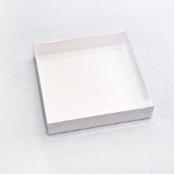 Коробка 150*150*30 для пряників та печива з прозорою кришкою Біла