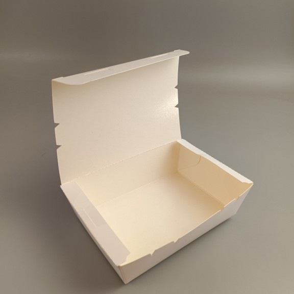 фото Ланч-бокс картонний Білий з ламінацією  200*140*50 мм (1200 мл)