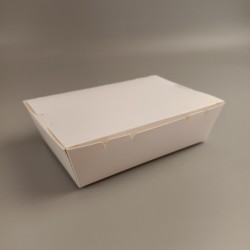 Ланч-бокс картонний Білий з ламінацією  200*140*50 мм (1200 мл)