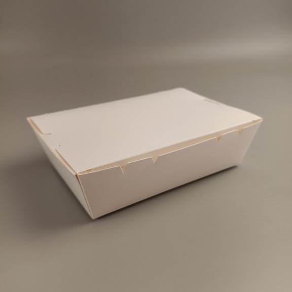 фото Ланч-бокс картонний Білий з ламінацією  200*140*50 мм (1200 мл)