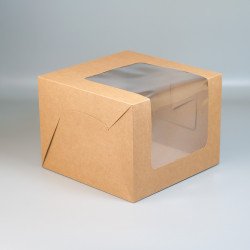 Коробка 200*200*150 для торту і чизкейку з вікном Крафт