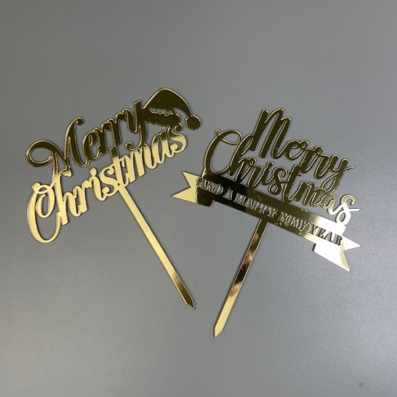 Дзеркальний топпер "Merry Christmas", золото Дзеркальний топпер "Merry Christmas", золото