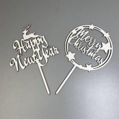 Топпер  "Merry Christmas" из ДВП, белый