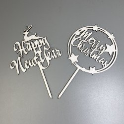 Топпер "Merry Christmas" з ДВП, білий