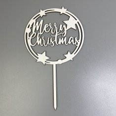 Топпер  "Merry Christmas" из ДВП, белый