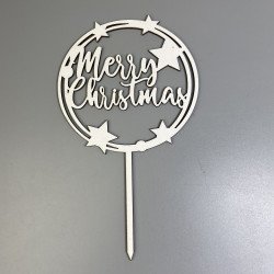 Топпер "Merry Christmas" з ДВП, білий