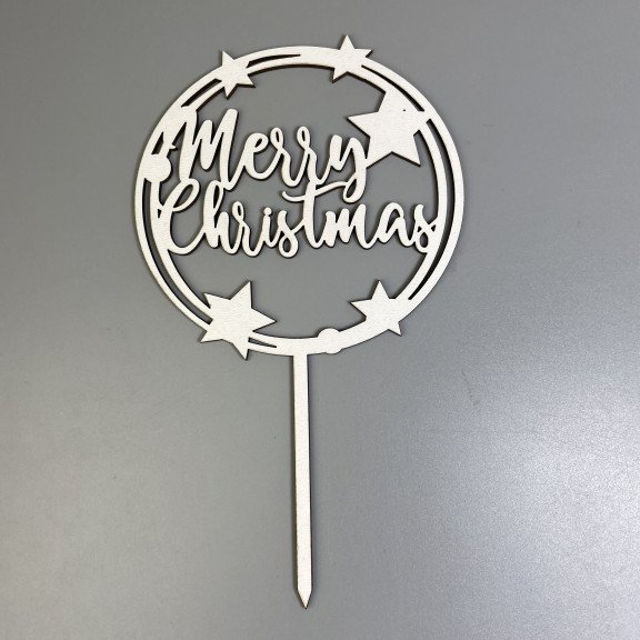 Топпер "Merry Christmas" з ДВП, білий Топпер "Merry Christmas" з ДВП, білий