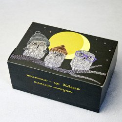 Коробка для десертів і капкейків Сови зимові/ Ланч бокс Сови зимові 180*120*80