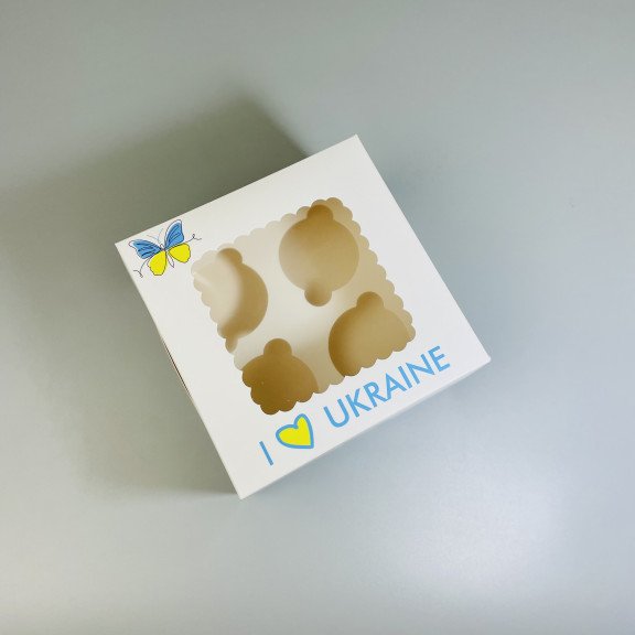 фото Коробка для капкейків, кексів та мафінів 4 штуки Україна 170*170*90 з вікном