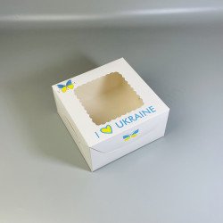 Коробка для капкейків, кексів та мафінів 4 штуки Україна 170*170*90 з вікном