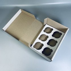 Коробка для 6 кексов, маффинов, капкейков 250*170*110 белая 