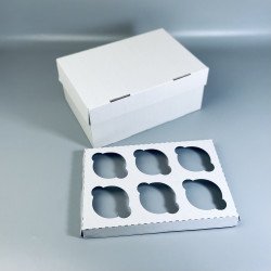 Коробка для 6 кексів, маффінів, капкейків 250*170*110 біла