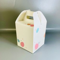 Коробка для Великодньої випічки та подарунків з вікном Біла з малюнком 165*165*200