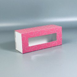 Коробка для макаронс та Hand Made з вікном Сердечка 141*59*50