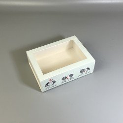 Коробка-пенал для макаронс і сувенірів 115*155*50 з вікном Щастя поруч