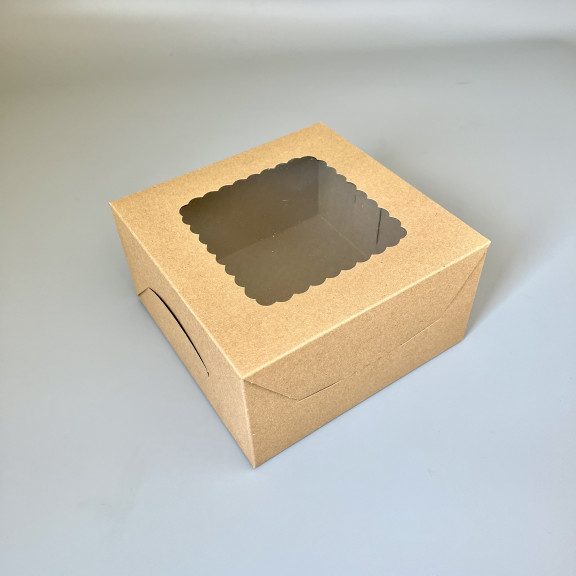 фото Коробка для зефіру та десертів з вікном 170*170*90 Крафтова