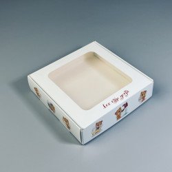 Коробка 150*150*35 для печива і пряників з прозорим вікном Ведмедики