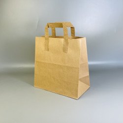 Паперовий пакет крафт коричневий, з пласкими ручками  260*260*140