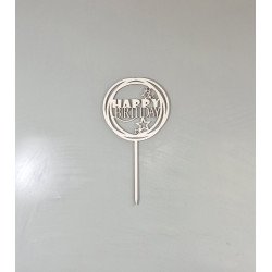 Топпер "HAPPY BIRTHDAY" з ДВП, білий