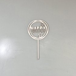 Топпер "HAPPY BIRTHDAY" з ДВП, білий