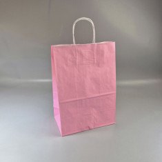 Бумажный пакет Светло-розовый, с кручеными ручками 330*250*150 100г/м