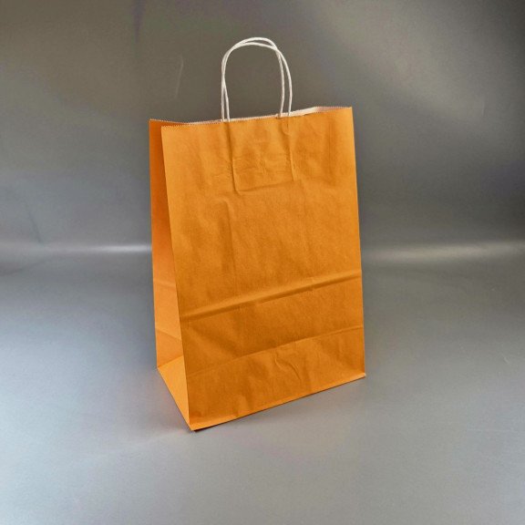 Паперовий пакет Помаранчевий, з крученими ручками 330*250*150 100г/м