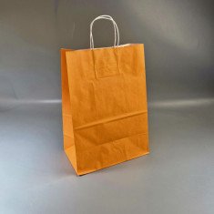 Бумажный пакет Оранжевый, с кручеными ручками 330*250*150 100г/м