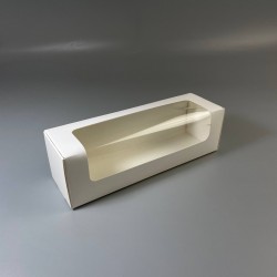 Картонна коробка для макаронс з віконцем 200*60*60 Біла