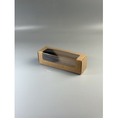 Картонная коробка для макаронс с окошком 200*60*60 Крафт