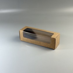 Картонная коробка для макаронс с окошком 200*60*60 Крафт