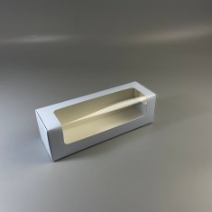 Картонная коробка для макаронс с окошком 200*60*60 Голубая